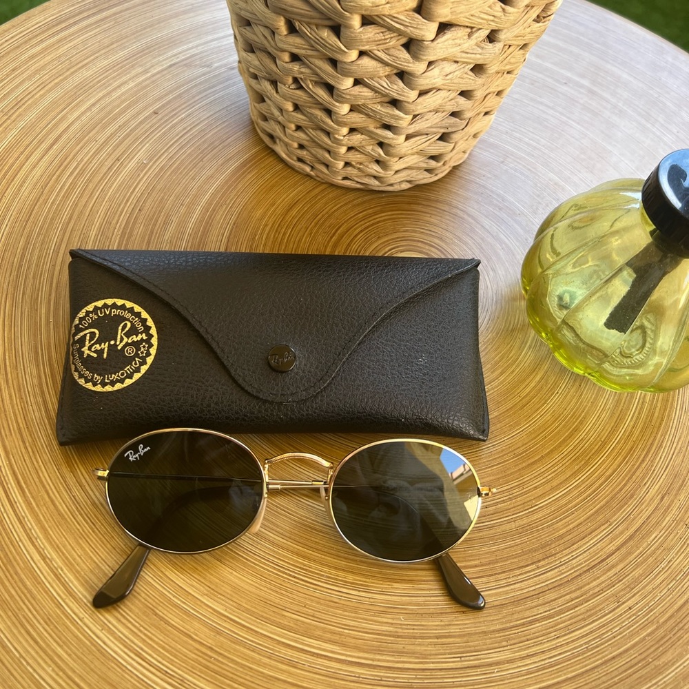 Rayban Oval Flat Lenses - Green Classic + Gold